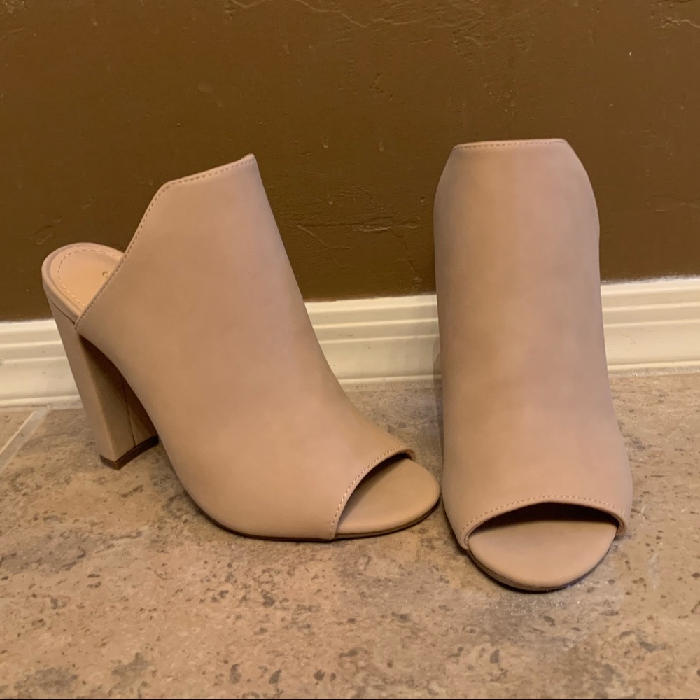 Open Toe Suede Backless Heels